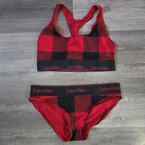Calvin Klein Red and Black Checkered Sports Set